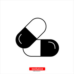 medical pill icon.Flat design style vector illustration for graphic and web design.