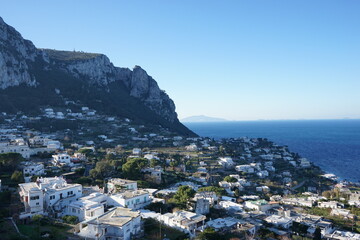 Fototapeta na wymiar Capri City View from Chair lift in Capri Island town at Naples Italy