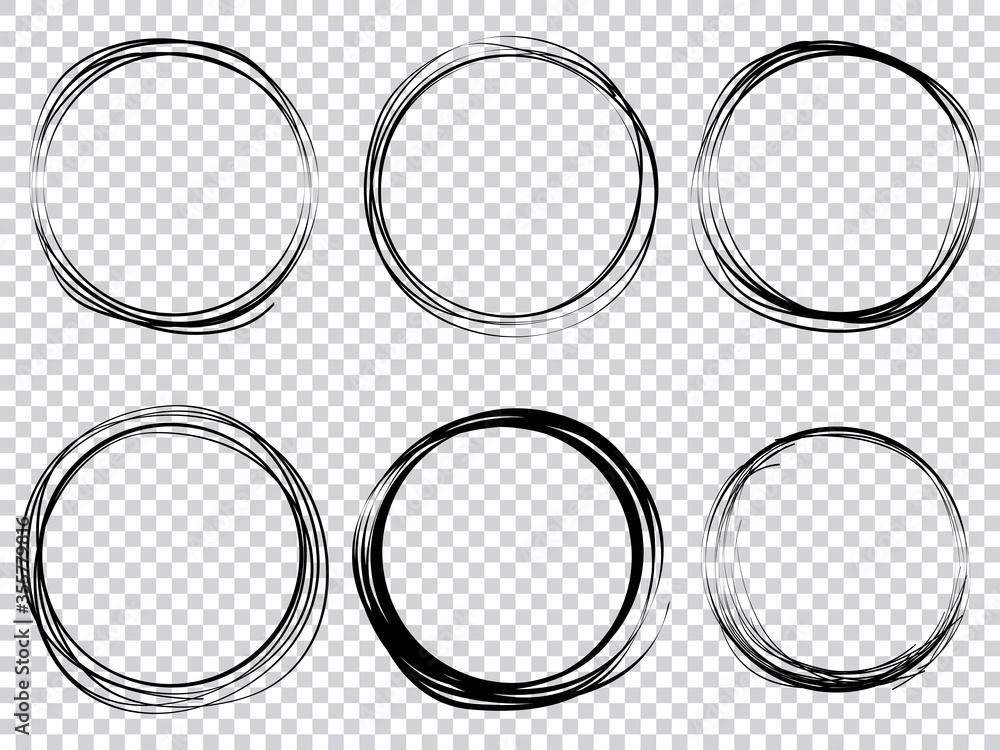 Poster hand drawn scribble line circles. doodle round circles for message note mark design element. vector 