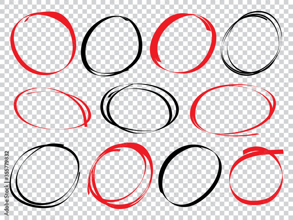 Poster hand drawn scribble line circles. doodle round circles for message note mark design element. vector 