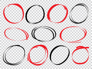 Hand drawn scribble line circles.  doodle round circles for message note mark design element. vector illustration