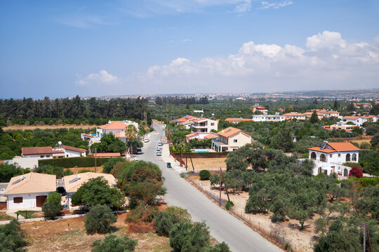 The Saint Efstathios street as seen from the top of Kolossi Castle keep tower. Kolossi. Cyprus