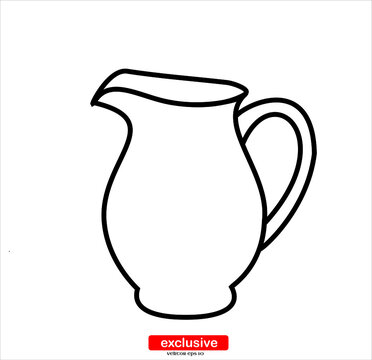 milk urn, milk jug icon.Flat design style vector illustration for graphic and web design.