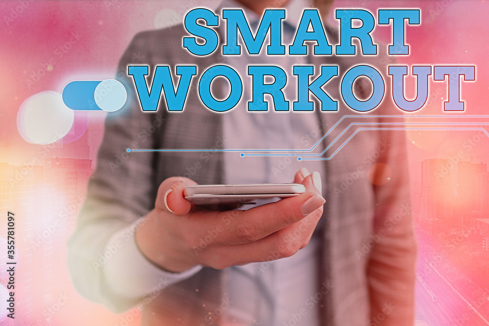 Poster text sign showing smart workout. business photo showcasing properlydesigned exercise to maximize the