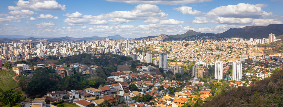 Panoramic Aerial View of Belo Horizonte City Skyline in Minas Gerais State, Brazil