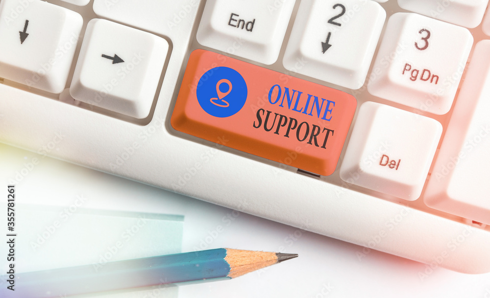 Poster text sign showing online support. business photo showcasing range of services which helps in solving