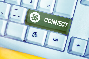 Word writing text Connect. Business photo showcasing to join or fasten together usually by...
