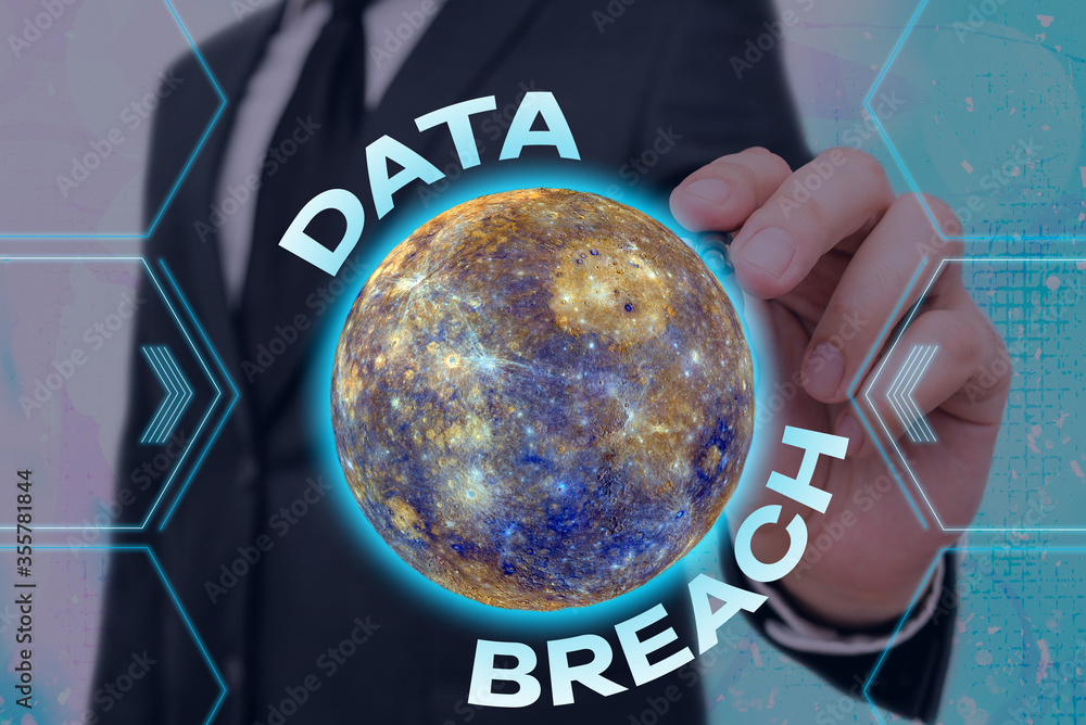 Poster handwriting text data breach. conceptual photo unauthorized release of confidential and secured deta