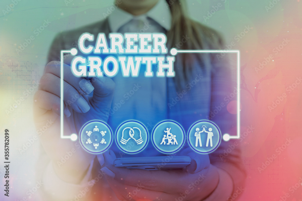 Poster conceptual hand writing showing career growth. concept meaning development ambitions attainment moti
