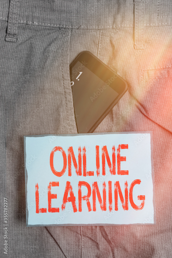 Poster handwriting text writing online learning. conceptual photo taking a course that can be accessed over