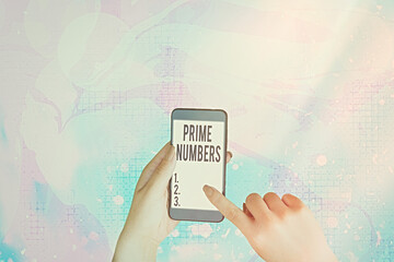 Text sign showing Prime Numbers. Business photo showcasing a positive integer containing factors of one and itself - obrazy, fototapety, plakaty