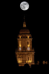 Full moon over the Cathedral of Malaga