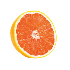 Isolated orange. One half ripe orange isolated on a white background.