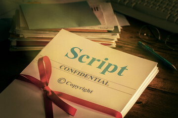 Script Old retro grunge screenplay manuscript proofread by author