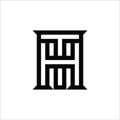 simple and flat TH, HT Mononogram in square shape .vector