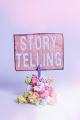 Word writing text Story Telling. Business photo showcasing narrative style of uttering sequence of...