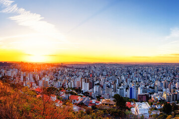 Cityscape View During Sunset From Water Tank Lookout in Belo Horizonte, Minas Gerais State, Brazil