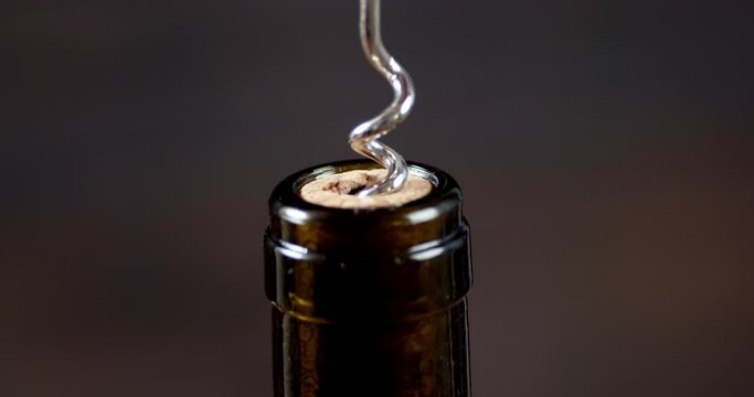 In a wine cork screw corkscrew.