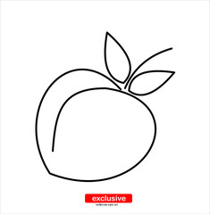 peach icon.Flat design style vector illustration for graphic and web design.