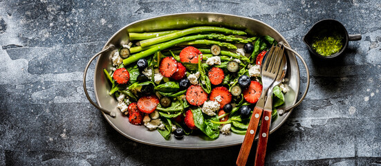 Strawberry, Spinach, Asparagus and Feta Salad