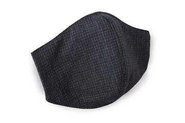 black cloth mask design made from cotton fabric, object isolated on white background