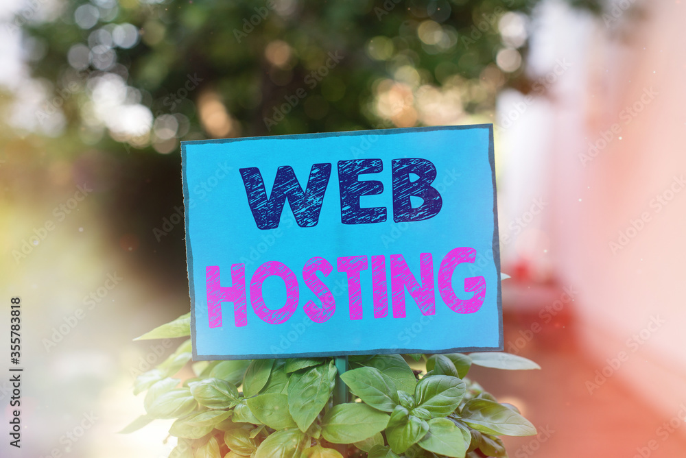 Poster text sign showing web hosting. business photo text business allowing access to a server to store dat
