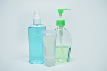 alcohol gel small bottle on white background