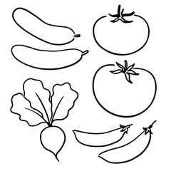 Hand-drawn farm produce, vegetables set