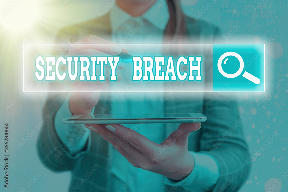 Poster handwriting text writing security breach. conceptual photo unauthorized access of data gained by a m