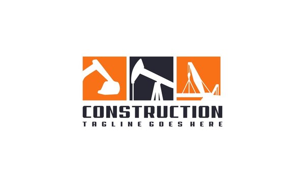 Creative And Professional Heavy Equipment For Construction Logo Design Vector Editable