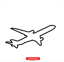 plane black icon.Flat design style vector illustration for graphic and web design.