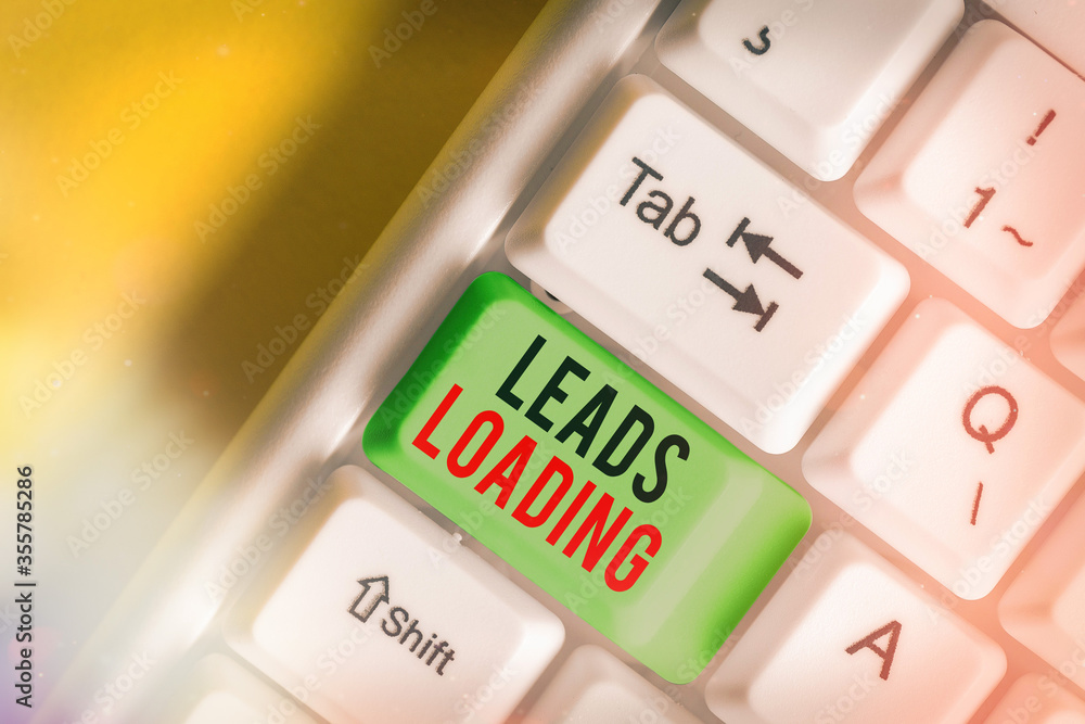 Poster conceptual hand writing showing leads loading. concept meaning initiating customer regards with the 