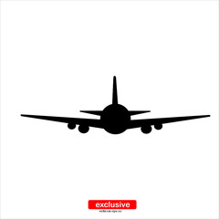 plane black icon.Flat design style vector illustration for graphic and web design.