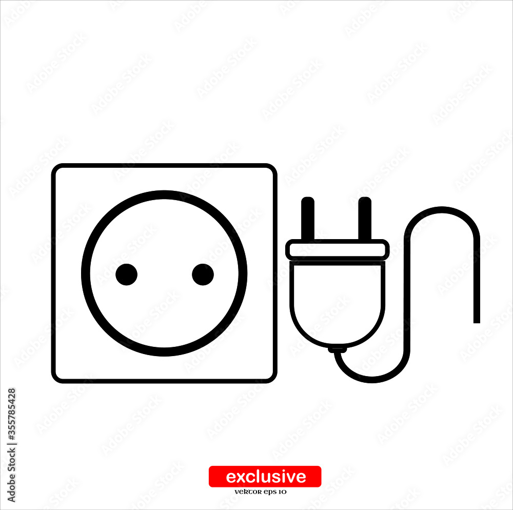 Aufkleber plug socket icon.flat design style vector illustration for graphic and web design.