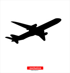 plane black icon.Flat design style vector illustration for graphic and web design.