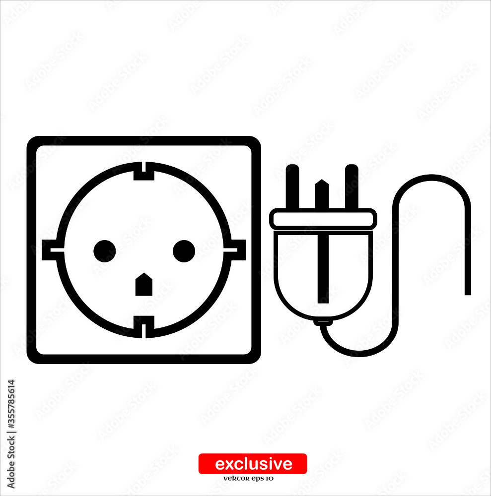 Aufkleber plug socket icon.flat design style vector illustration for graphic and web design.