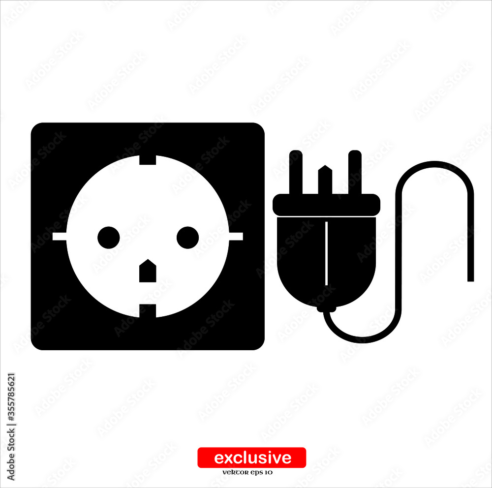 Aufkleber plug socket icon.flat design style vector illustration for graphic and web design.