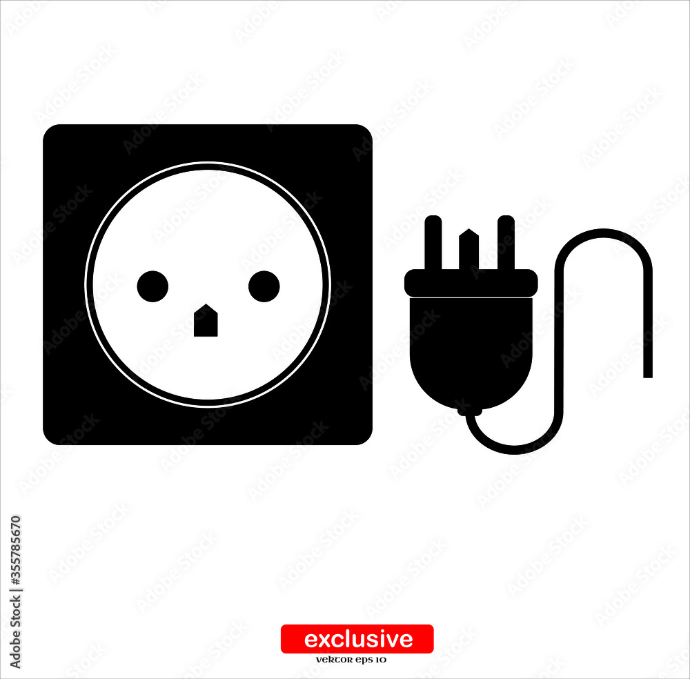 Aufkleber plug socket icon.flat design style vector illustration for graphic and web design.