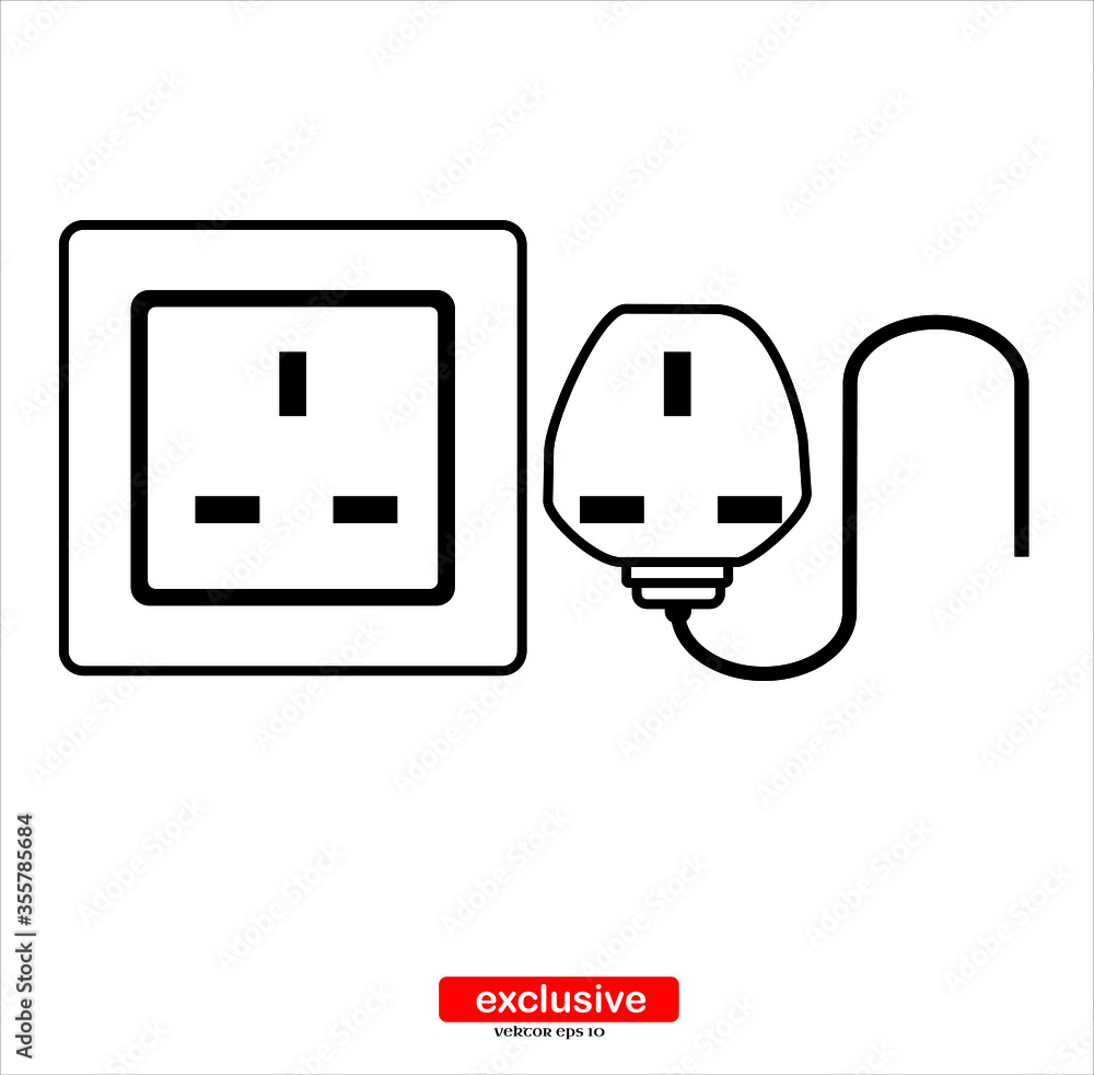 Poster plug socket icon.flat design style vector illustration for graphic and web design.