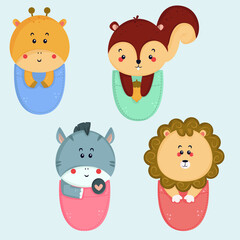baby animals colorful illustration flat design