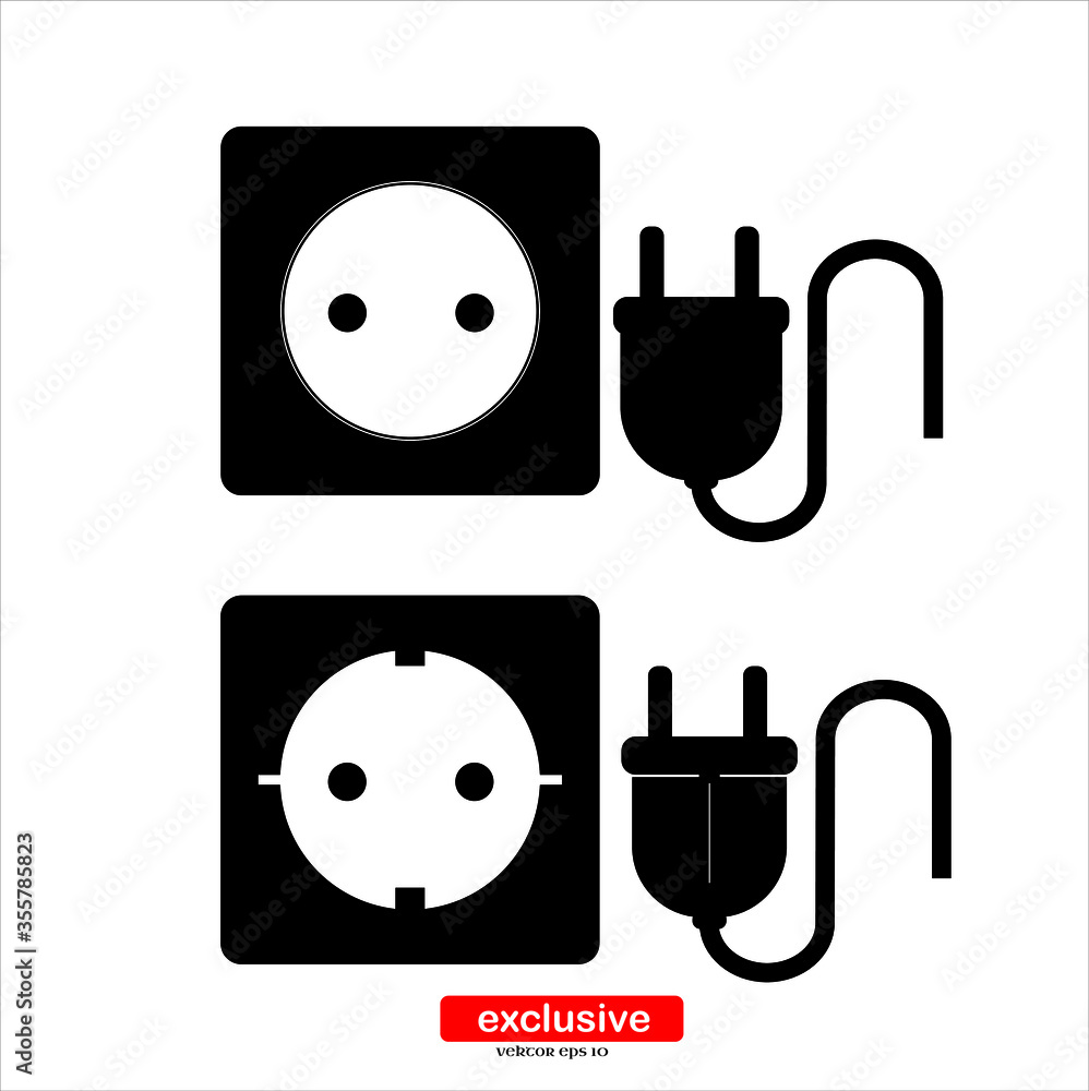 Aufkleber plug socket icon.flat design style vector illustration for graphic and web design.