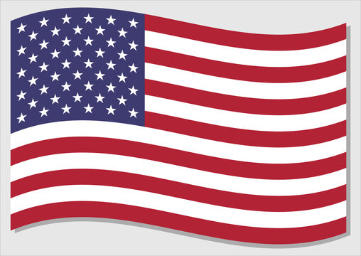 Waving flag of USA vector graphic. Waving American flag illustration. USA country flag wavin in the wind is a symbol of freedom and independence.