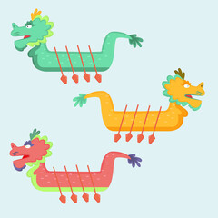 dragon boats collection flat design