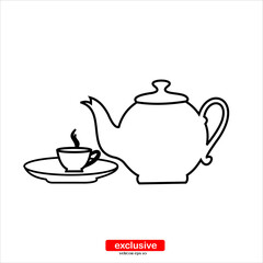pouring tea party icon.Flat design style vector illustration for graphic and web design.