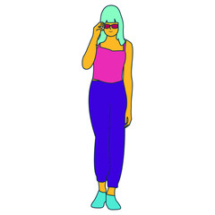 woman pose wearing eyeglasses fashionable vector illustration 
