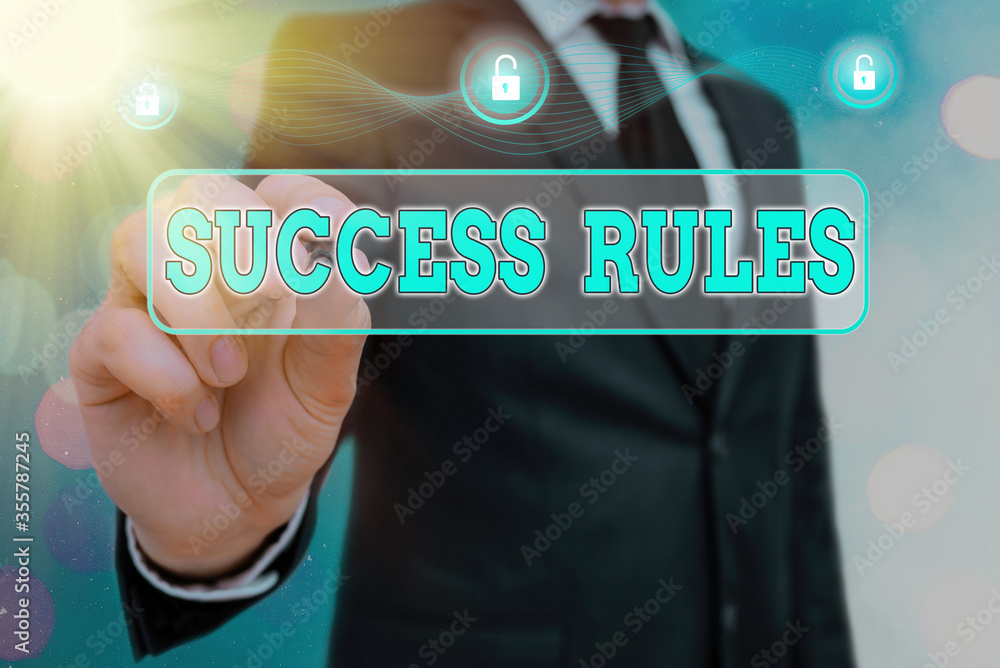 Poster handwriting text success rules. conceptual photo established ways of setting goals making it easier 