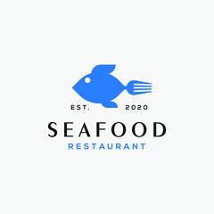 fish with fork logo design for seafood restaurant company