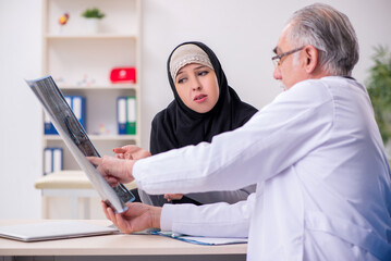 Arab woman visiting experienced doctor