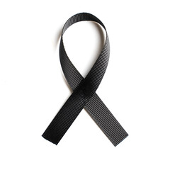 black awareness ribbon on white background