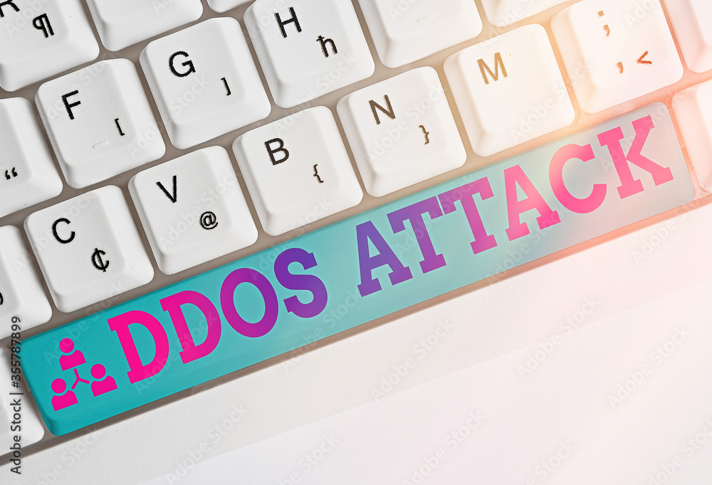 Poster text sign showing ddos attack. business photo showcasing disturbed access to the normal server cause